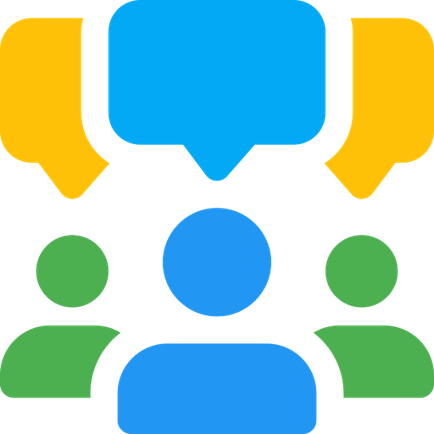 Illustration of people talking in a group