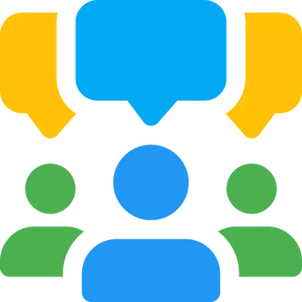 Illustration of people talking in a group