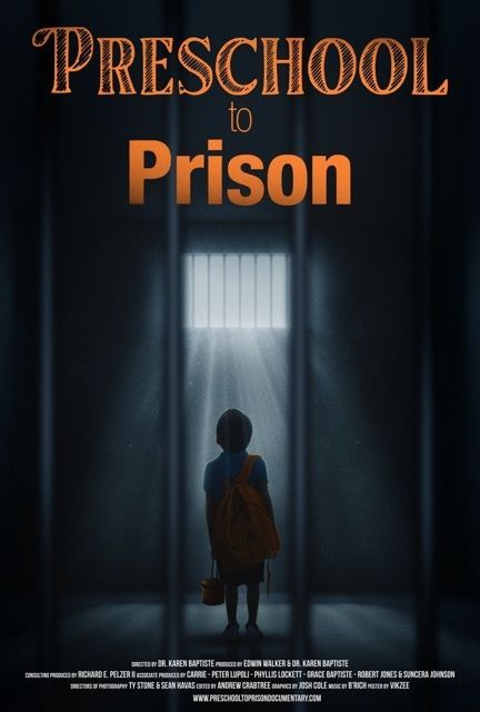 Preschool to Prison Movie Poster with small child in a prison cell