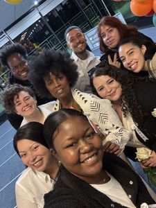 Councilwoman, Rita Joseph in center, Photo with students and Adjunct Lecturer, Yvette Miller