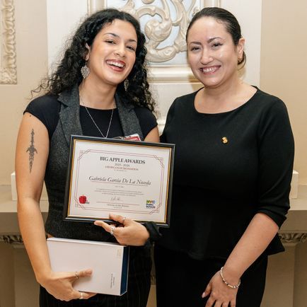 Gabriela Garcia de la Noceda poses with Chancellor of New York City Public Schools, Melissa Aviles-Ramos